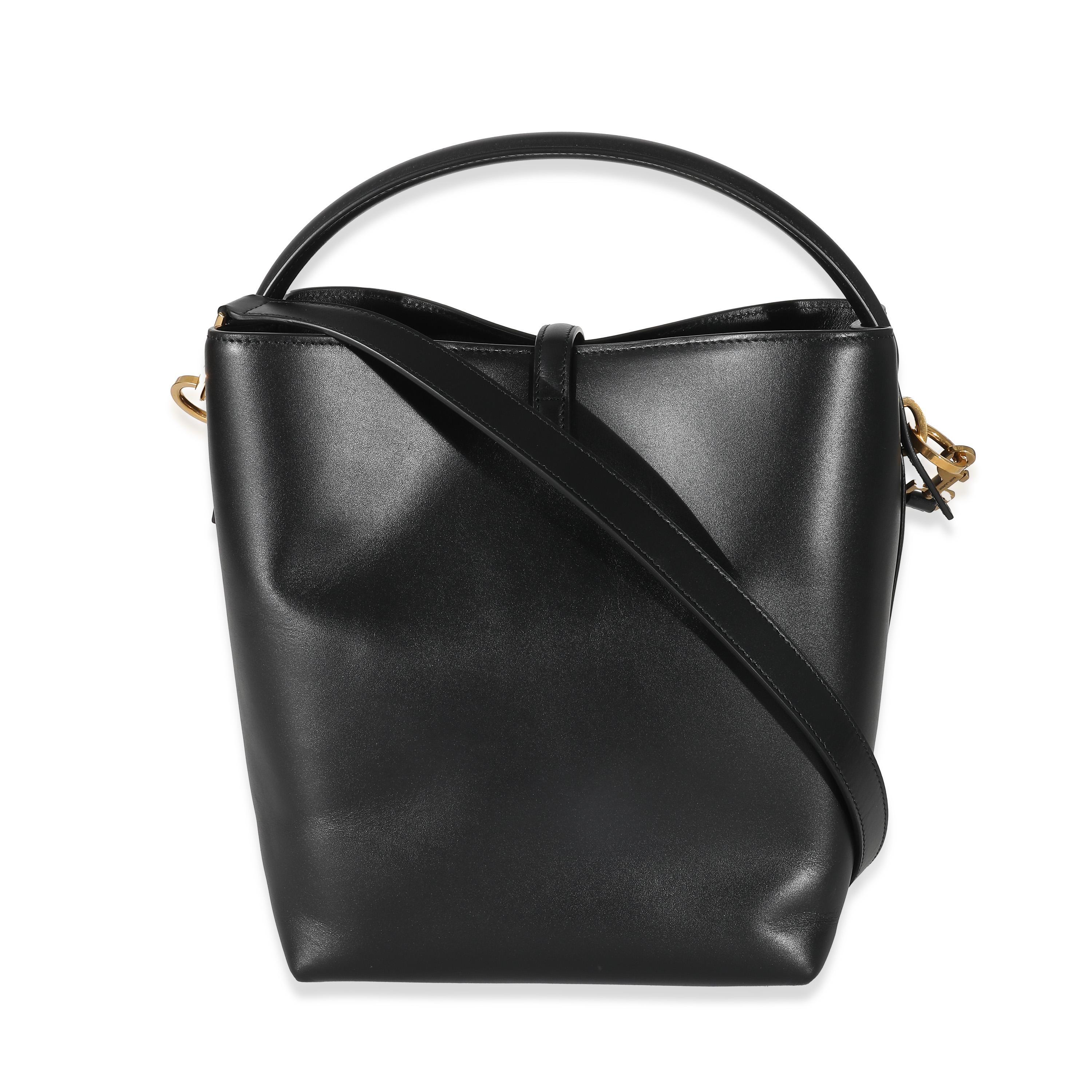 Saint Laurent Black Shiny Calfskin Le 37 Bucket Bag In Excellent Condition For Sale In New York, NY