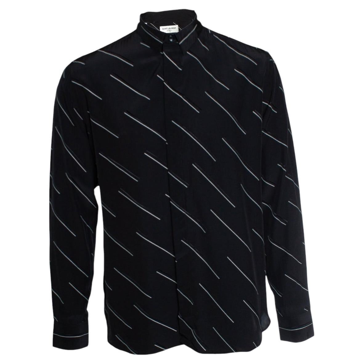 Saint Laurent, Black shirt with diagonal stripes For Sale