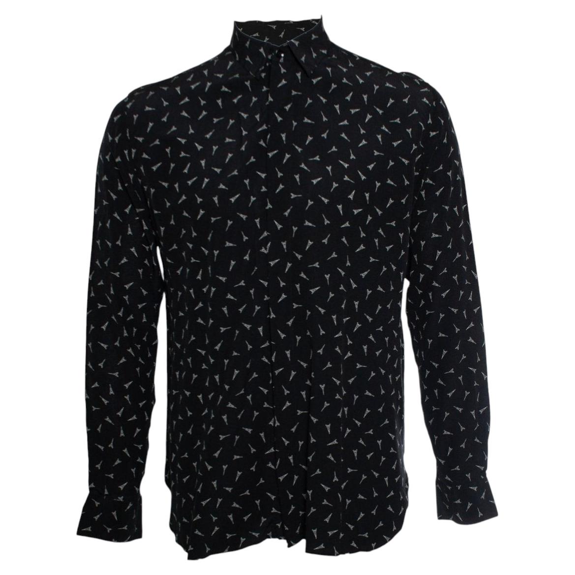 Saint Laurent, Black shirt with eiffel tower print For Sale