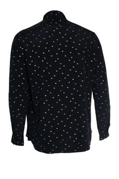 Saint Laurent, Schwarzes Hemd mit goldenem Lurexdruck