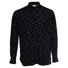 Saint Laurent, Schwarzes Hemd mit goldenem Lurexdruck