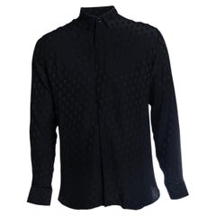 Saint Laurent, camicia nera con stampa di foglie