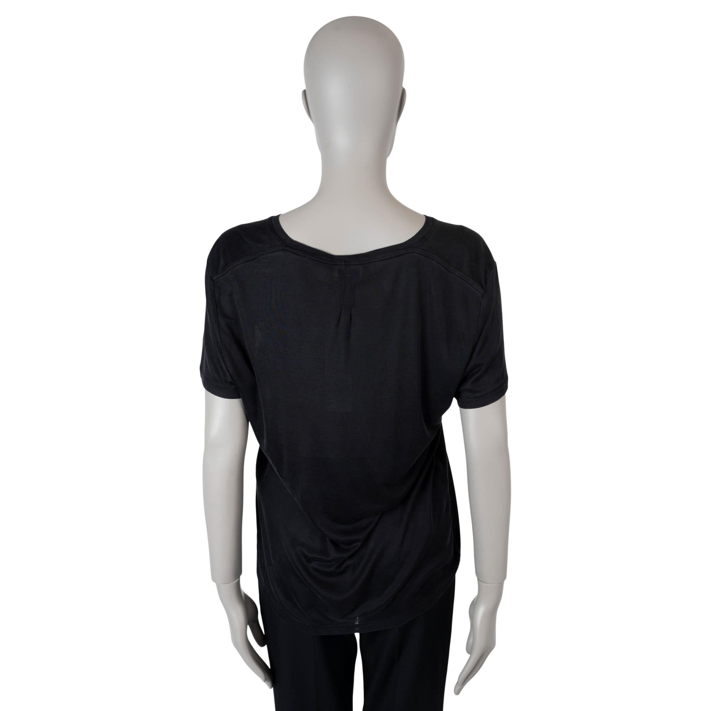 Black SAINT LAURENT black silk 2013 CHAIN DETAILED T-SHIRT Shirt M For Sale