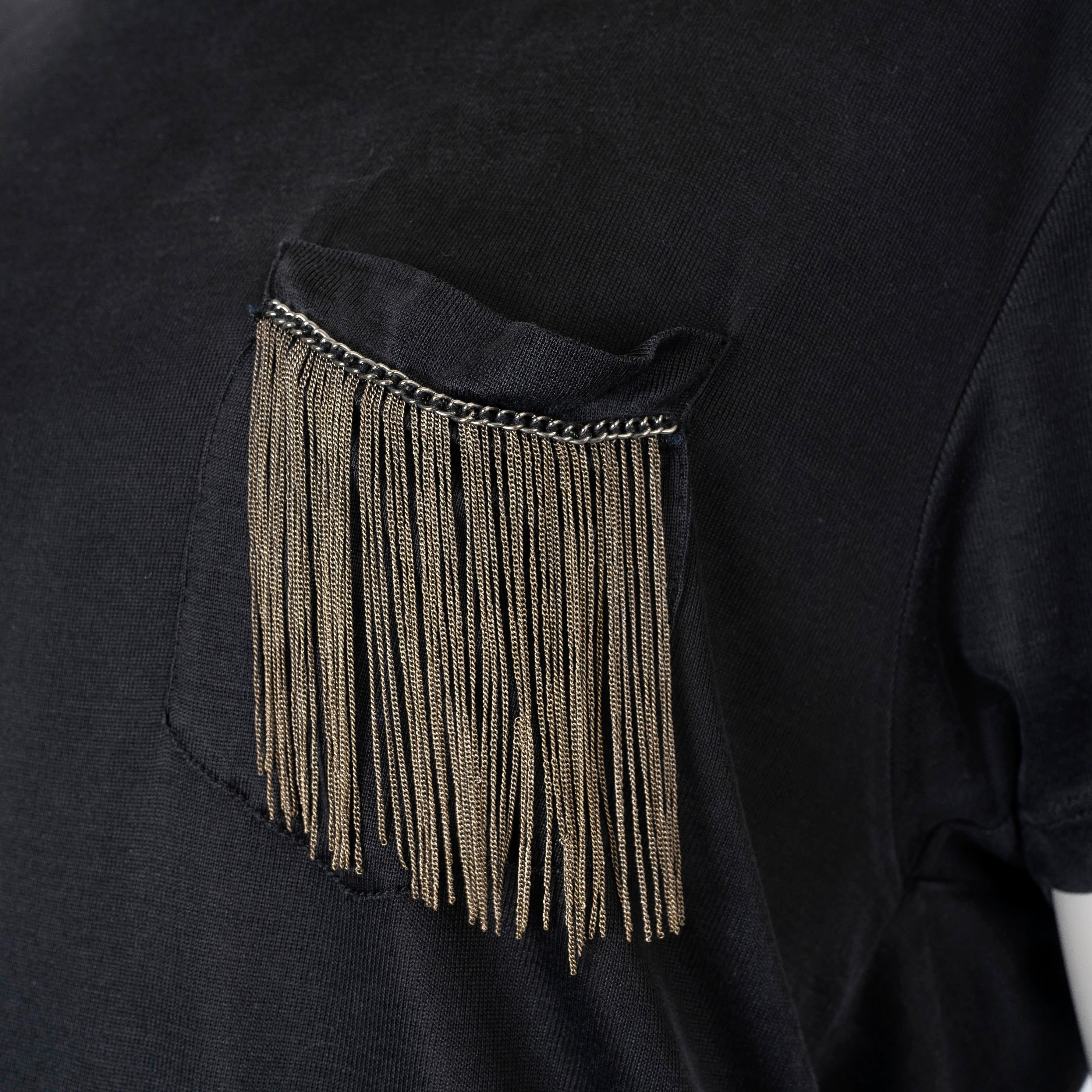 SAINT LAURENT black silk 2013 CHAIN DETAILED T-SHIRT Shirt M For Sale 1