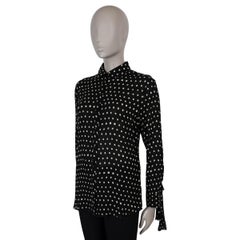 SAINT LAURENT black silk 2017 POLKA DOT Blouse  Shirt 40 M