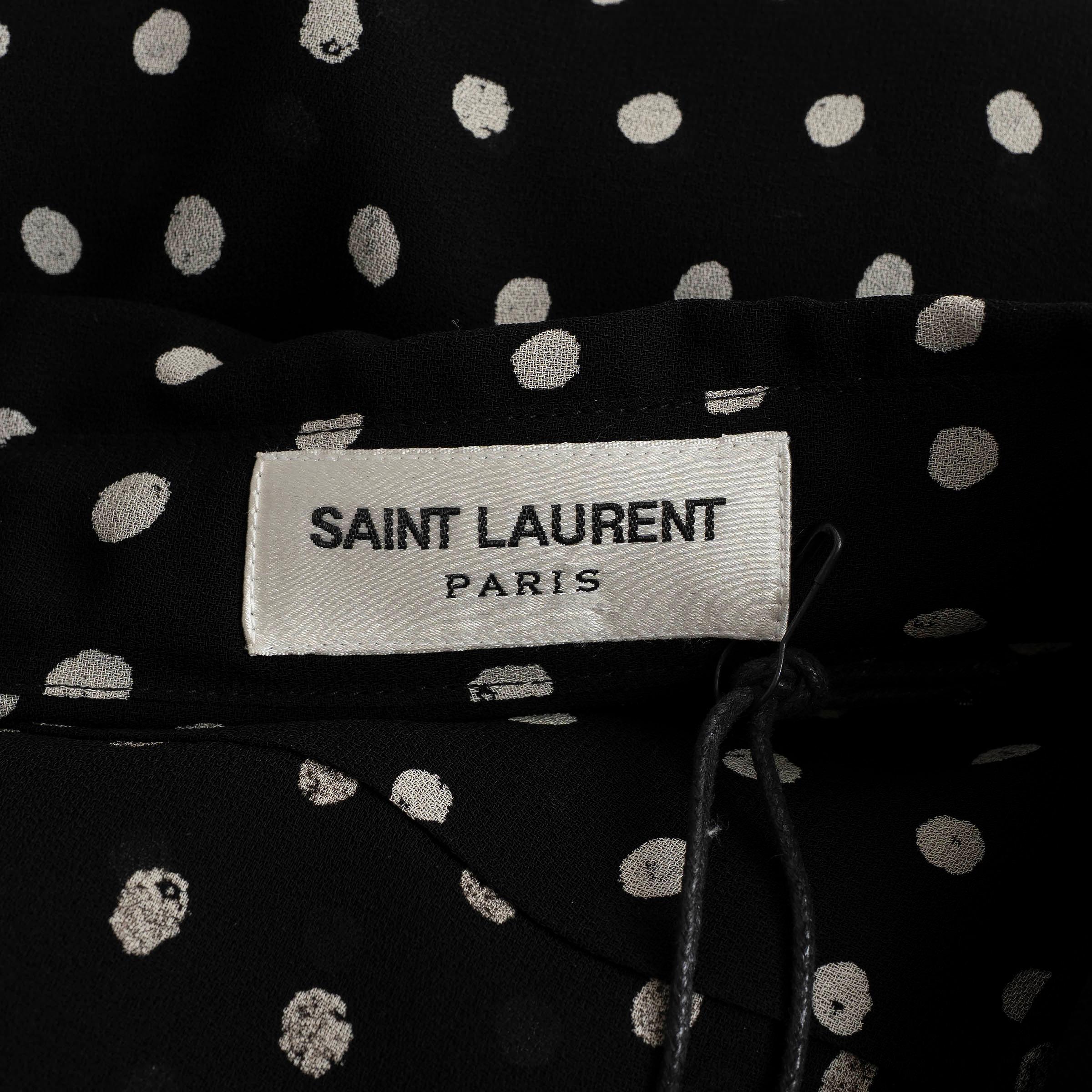 SAINT LAURENT noir soie 2017 Blouse POLKA DOT  M-One 40 M. en vente 1