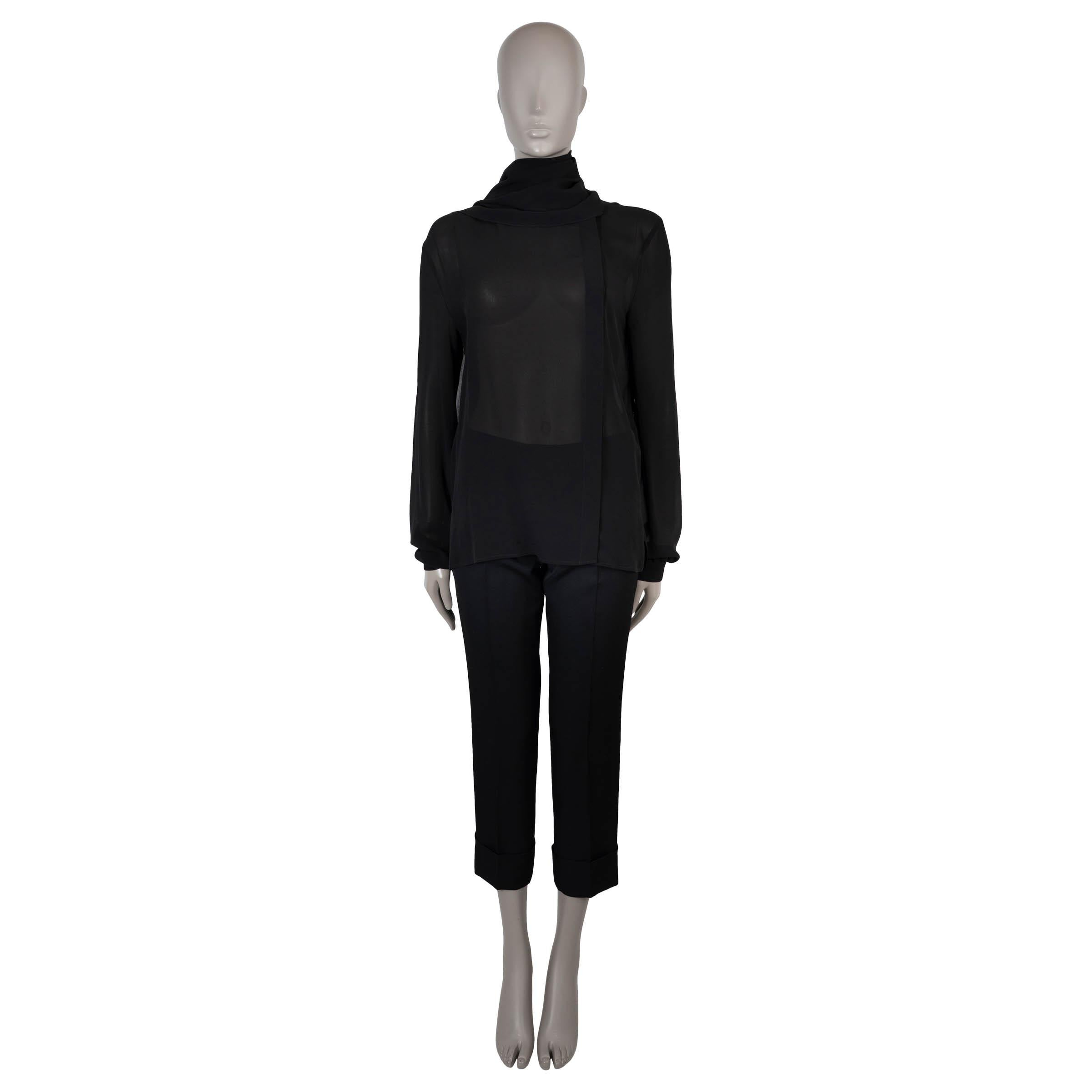 SAINT LAURENT Blusa de seda negra 2017 CUELLO DE PAÑUELO  Camisa 40 M en Excelente estado para la venta en Zürich, CH