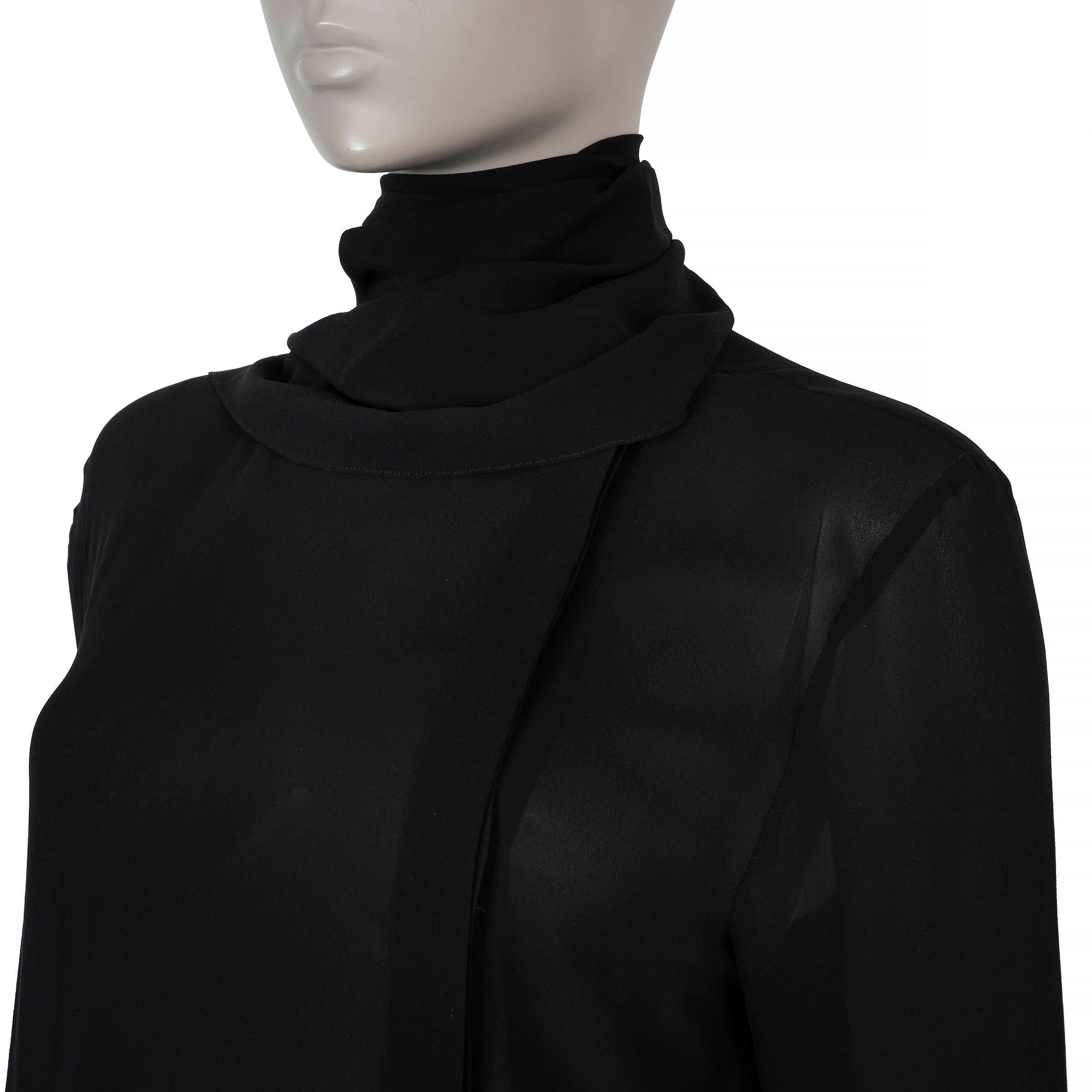 De las mujeres SAINT LAURENT Blusa de seda negra 2017 CUELLO DE PAÑUELO  Camisa 40 M en venta