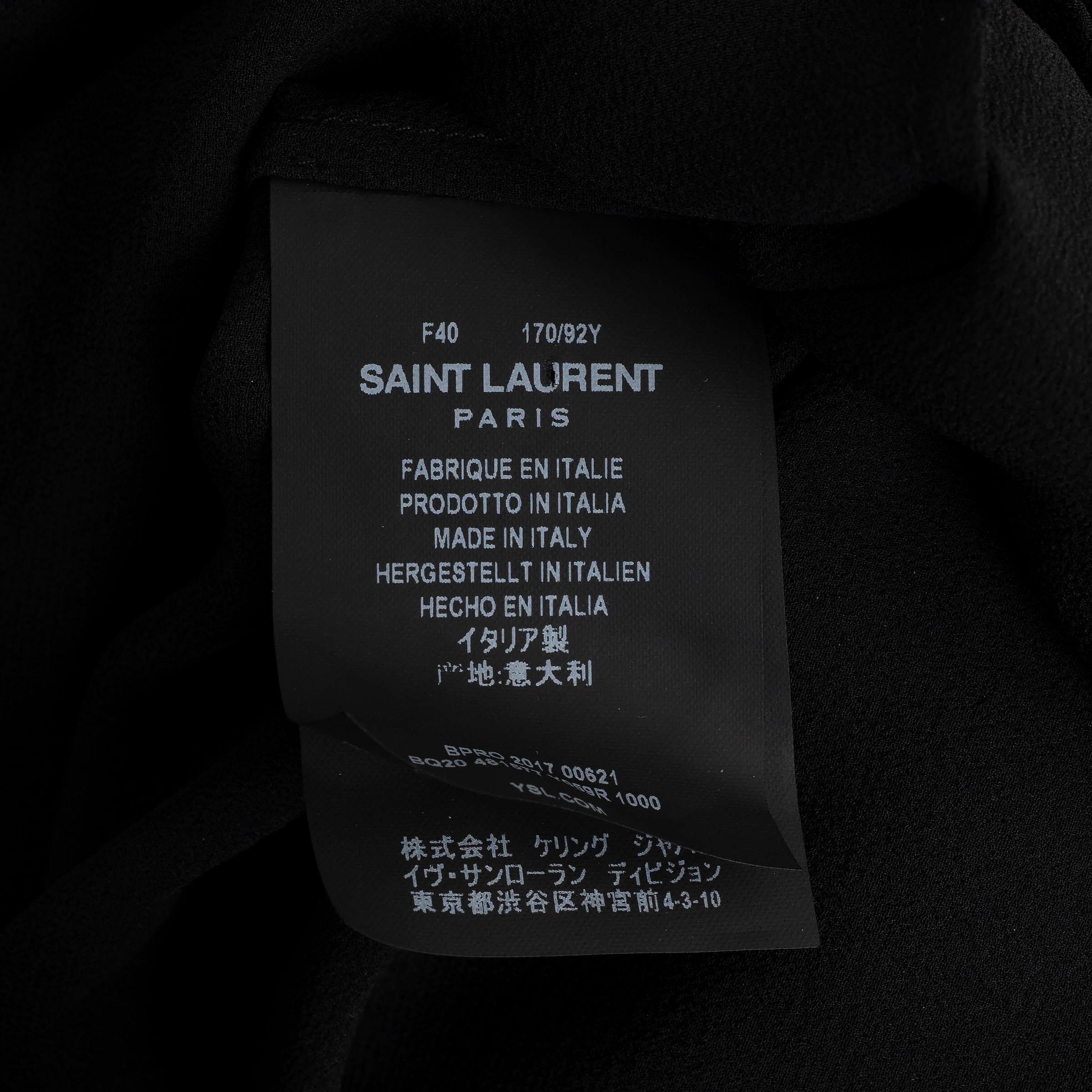 SAINT LAURENT Blusa de seda negra 2017 CUELLO DE PAÑUELO  Camisa 40 M en venta 1