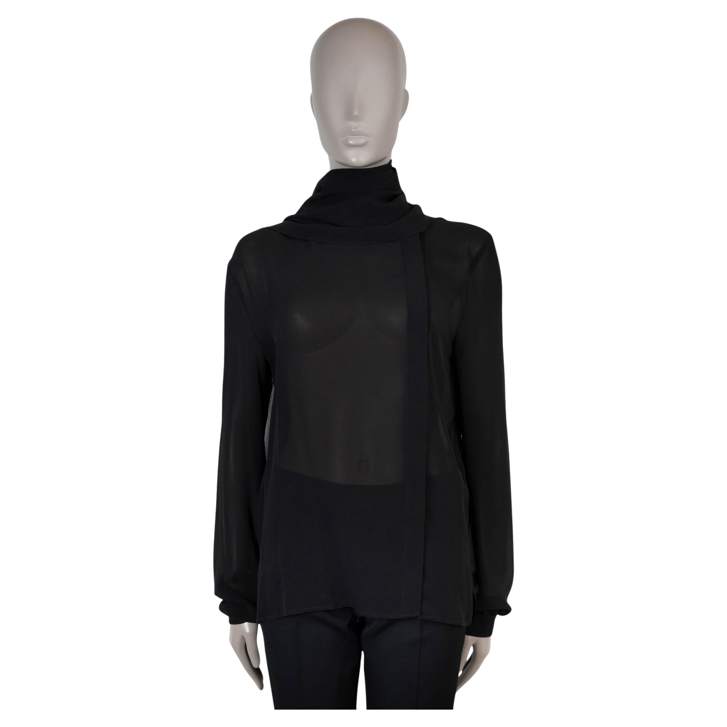SAINT LAURENT Blusa de seda negra 2017 CUELLO DE PAÑUELO  Camisa 40 M
