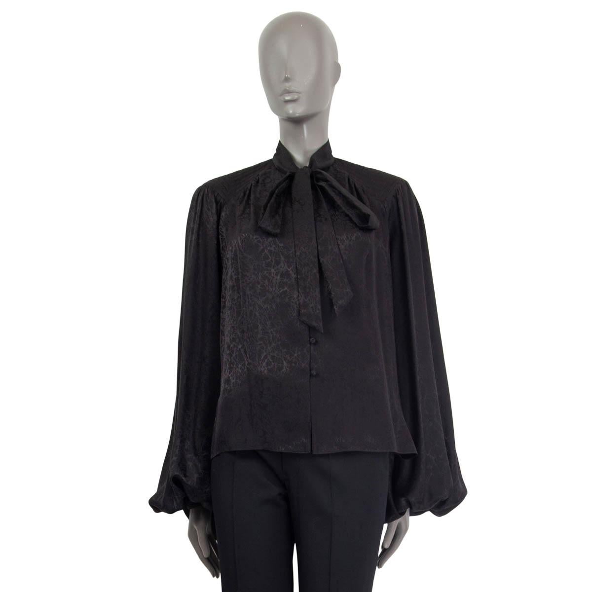 black silk bow blouse