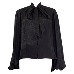 SAINT LAURENT black silk 2018 PUSSY BOW Blouse Shirt 36 XS