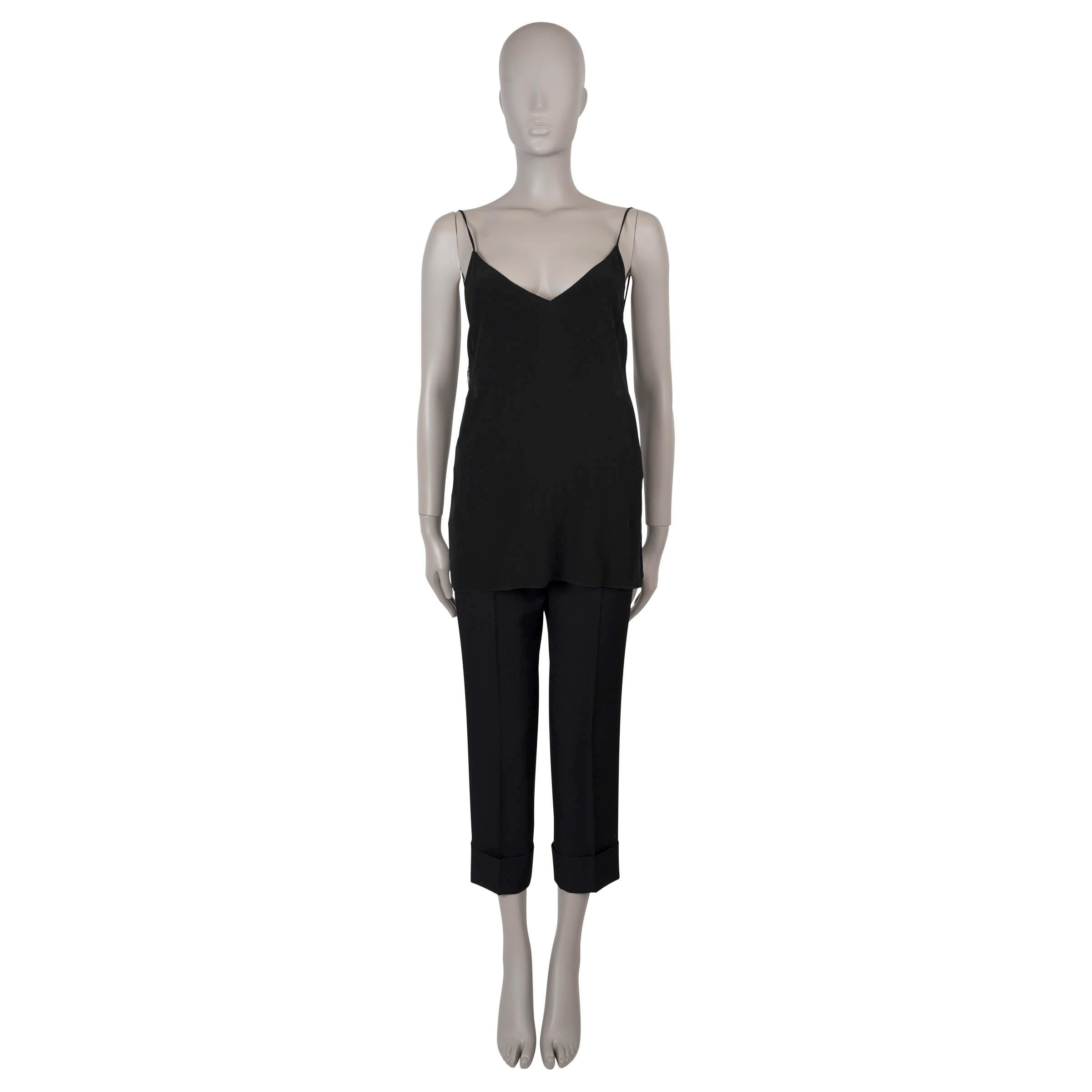 SAINT LAURENT black silk 2019 LACE TRIM CAMISOLE Shirt 38 S In Excellent Condition For Sale In Zürich, CH