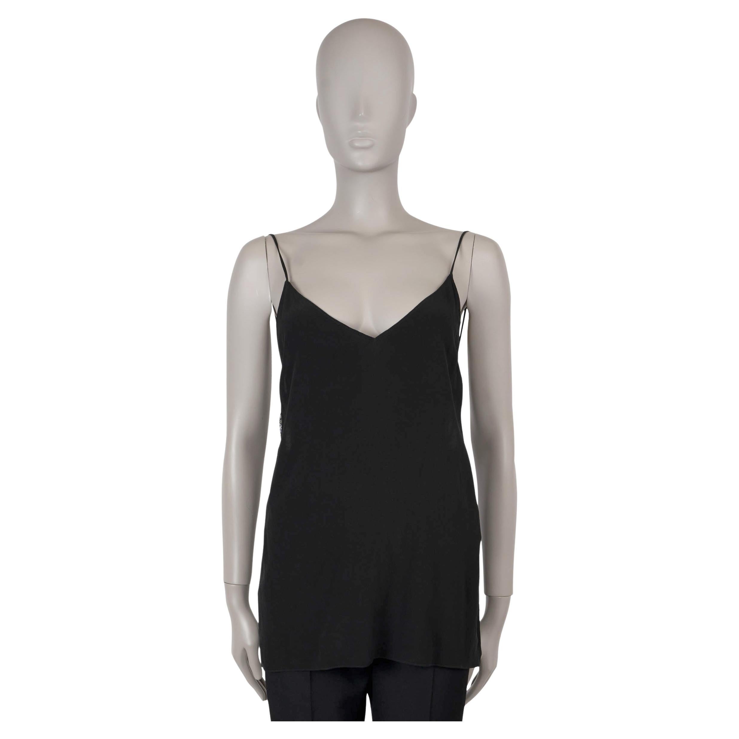 SAINT LAURENT black silk 2019 LACE TRIM CAMISOLE Shirt 38 S For Sale