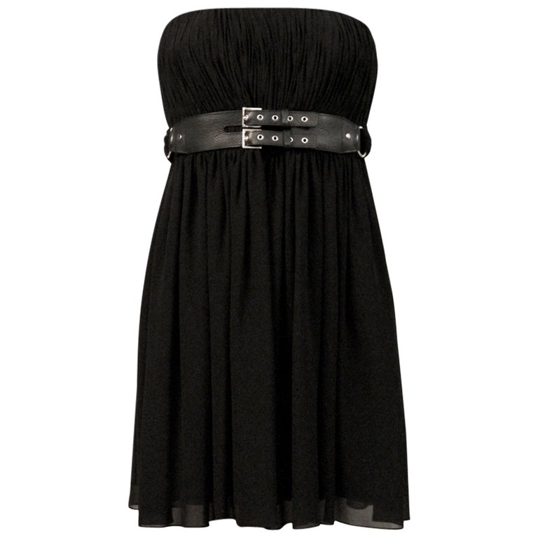 white christmas dresses Vintage 1988 Yves Saint Laurent Documented Black Sheer Silk & Boned Lace Bustier  Dress main image 1
