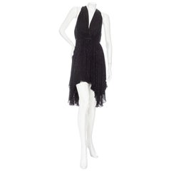 Saint Laurent Black Silk Chiffon Beaded Handkerchief Halter Dress (Fall2013)