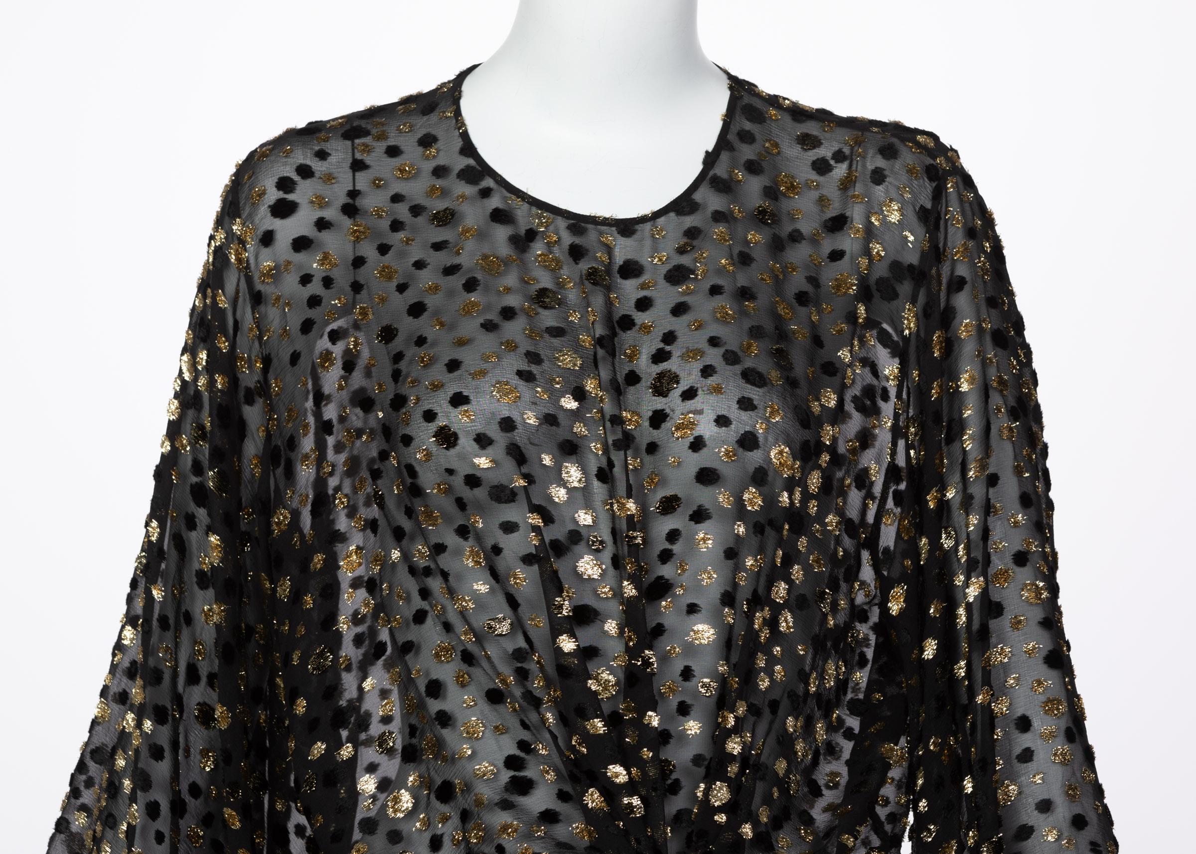 Saint Laurent  Schwarzes Seidengold Dot Cut Out Back Minikleid YSL im Angebot 3