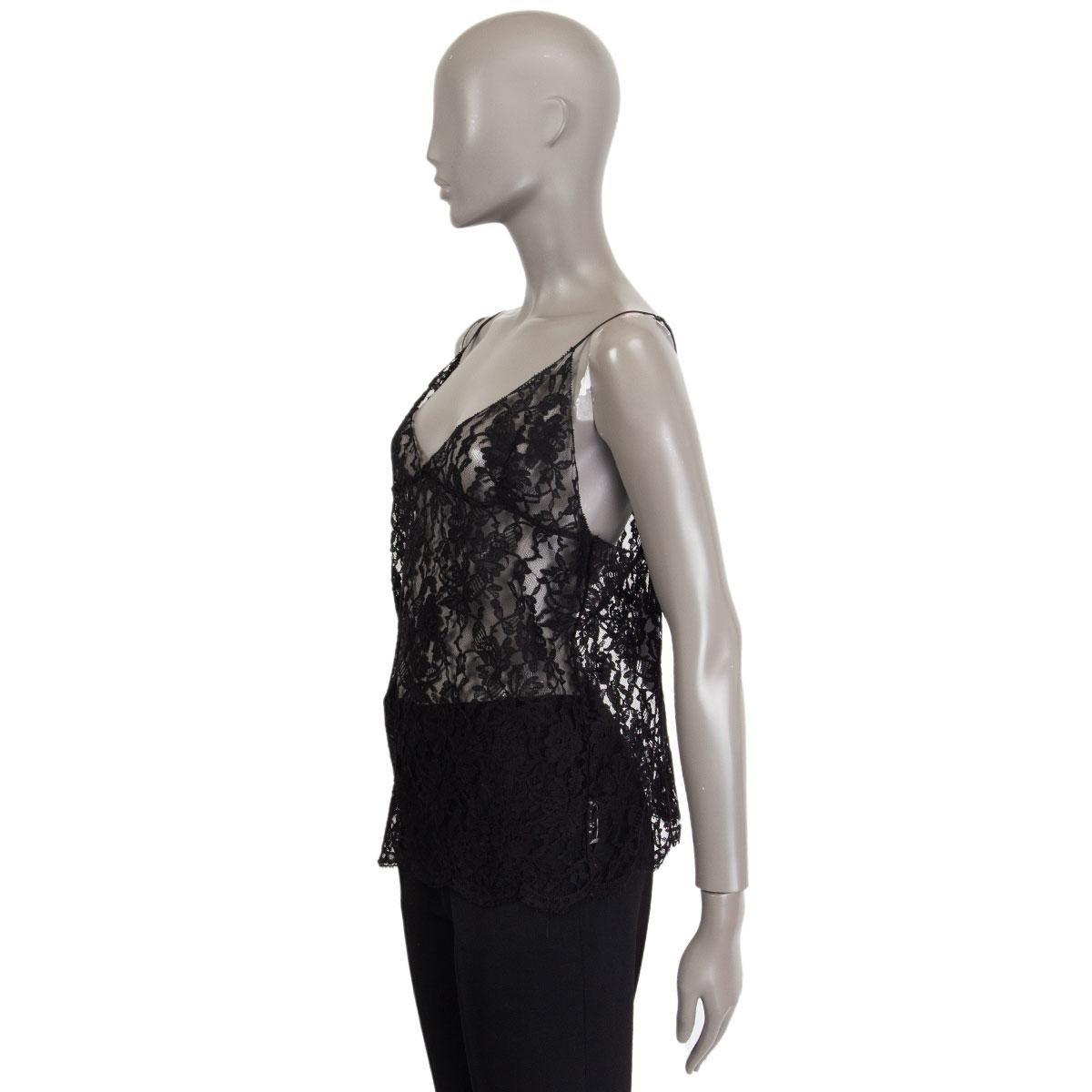 black silk tank top with lace