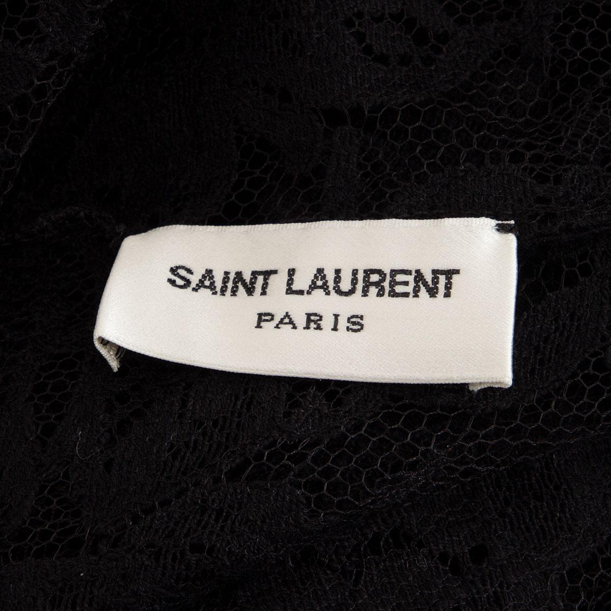 Black SAINT LAURENT black silk LACE Camisole Tank Top Shirt M / L For Sale
