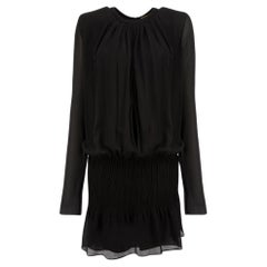 Saint Laurent Black Silk Long Sleeve Mini Dress Size M