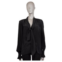 SAINT LAURENT black silk PUSSY BOW Blouse Shirt 36 XS