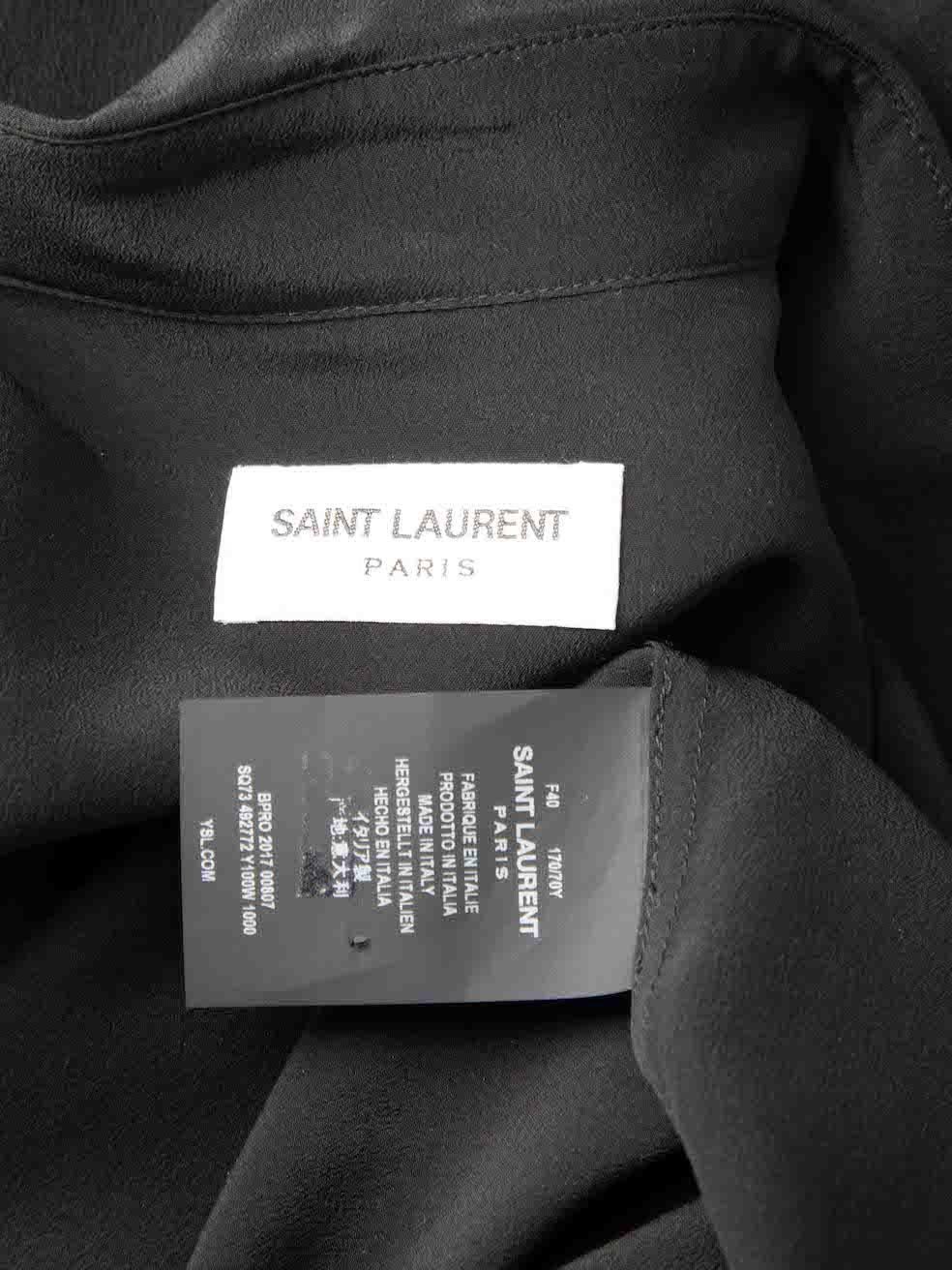 Saint Laurent Black Silk Ruched Sleeve Shirt Size L For Sale 1