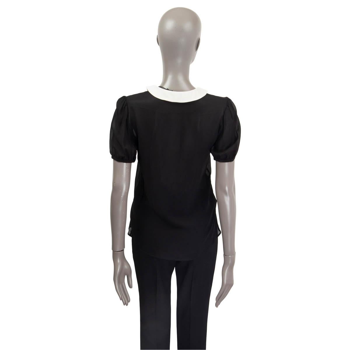 SAINT LAURENT schwarzes Seidenhemd mit schulterfreiem Kragen und weiten Ärmeln, S Damen