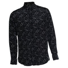 Saint Laurent, Black silk shirt with floral print 2018