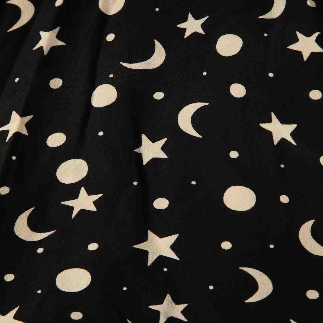 Women's Saint Laurent Black Silk Star & Moon Print Shirt Size M