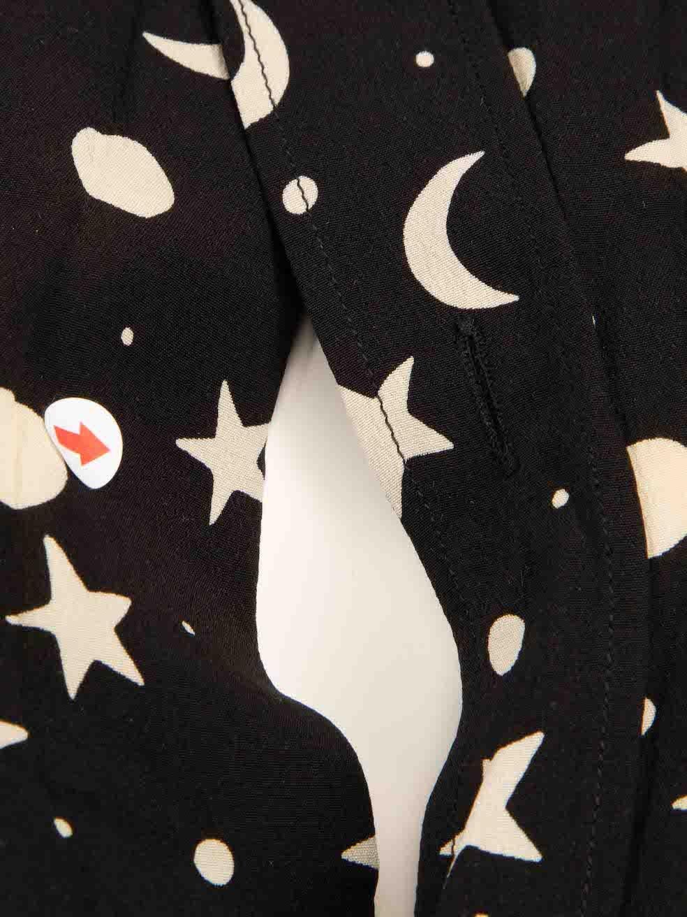 Saint Laurent Black Silk Star & Moon Print Shirt Size M 2