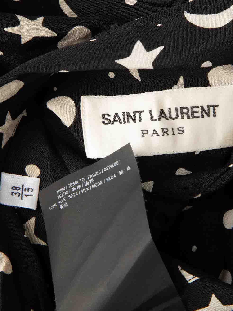Saint Laurent Black Silk Star & Moon Print Shirt Size M 3