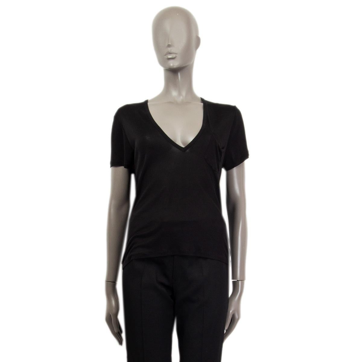 Black SAINT LAURENT black silk T-Shirt Shirt S For Sale