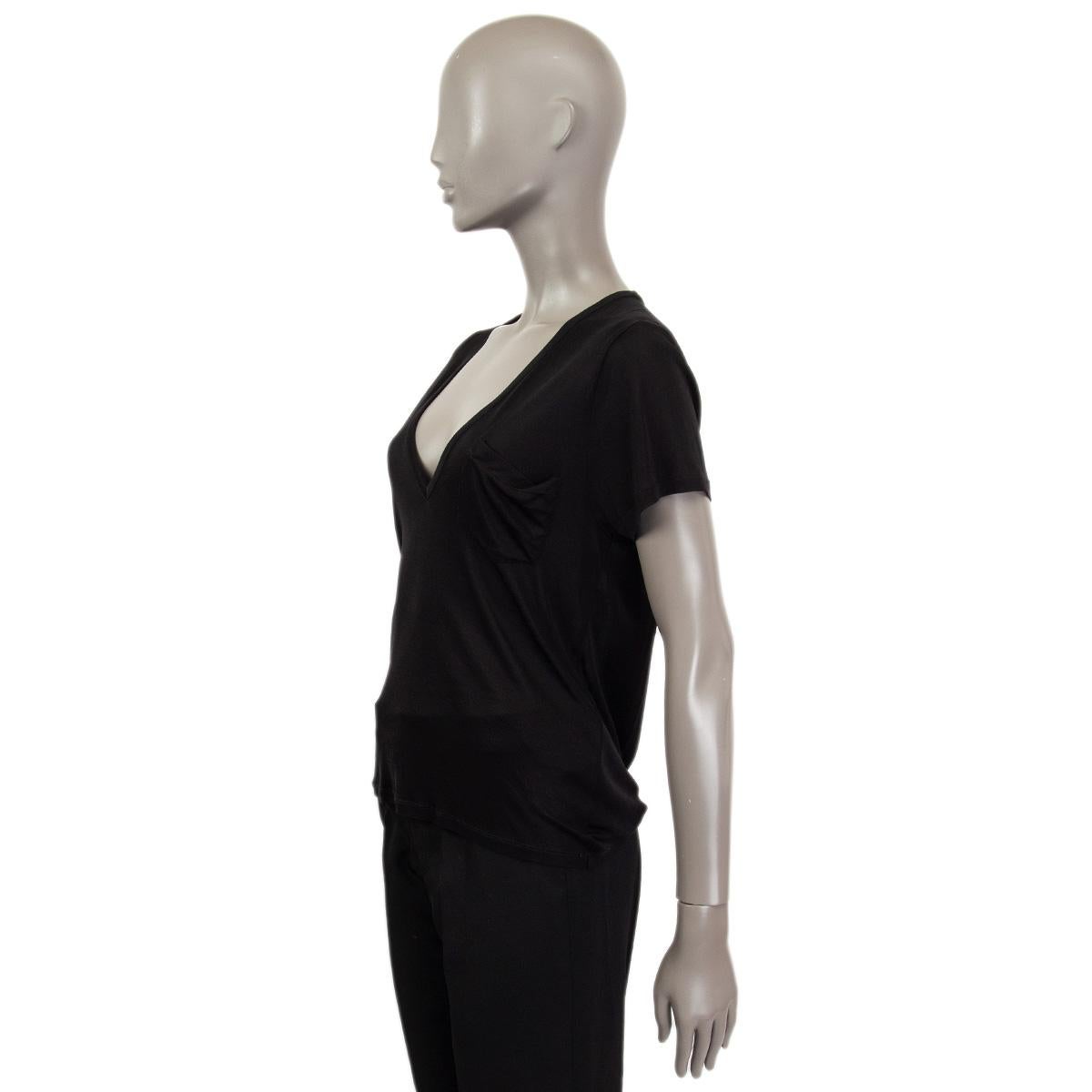 SAINT LAURENT black silk T-Shirt Shirt S In Excellent Condition For Sale In Zürich, CH