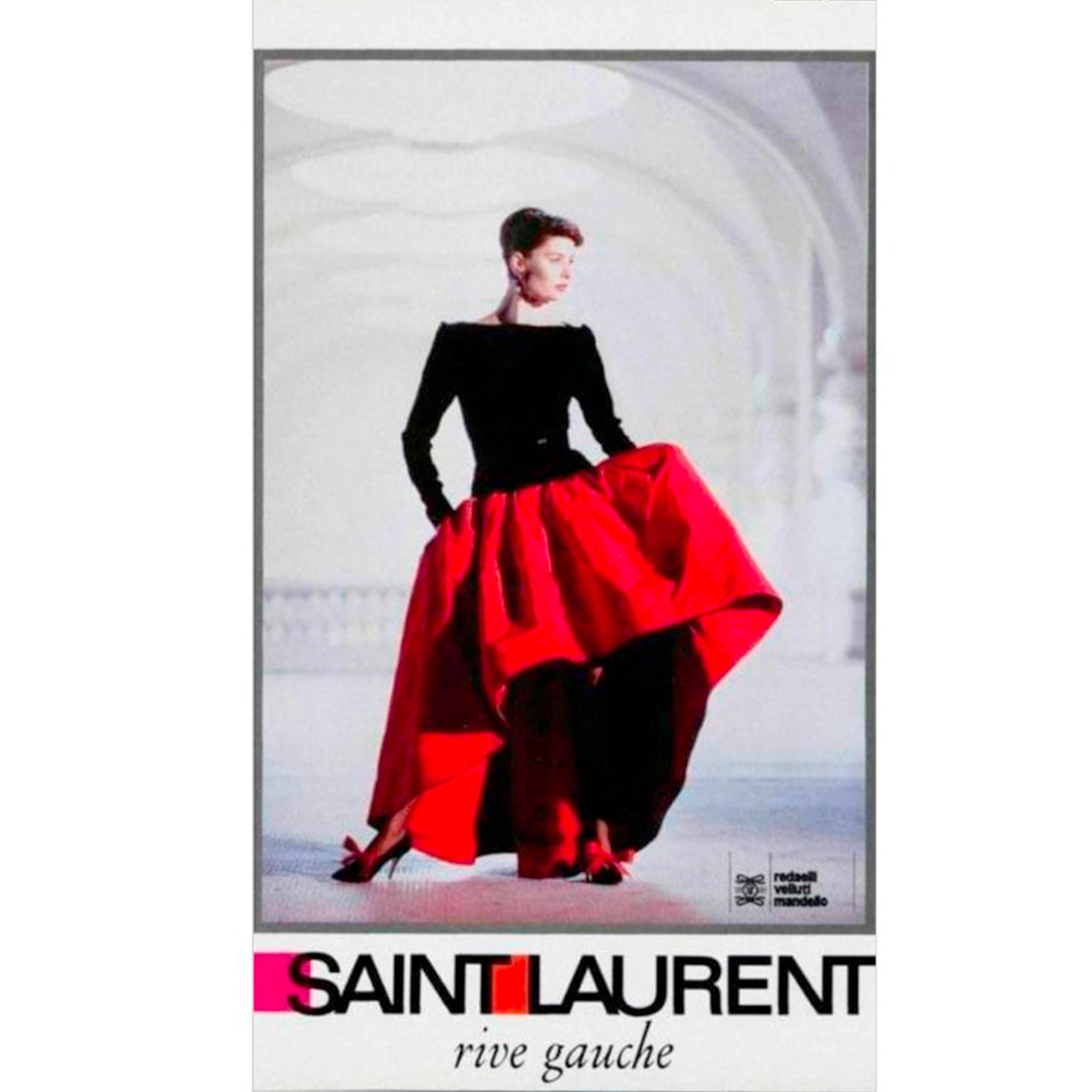    Saint Laurent black silk velvet and taffeta high-low hem evening gown, 1988 For Sale 3