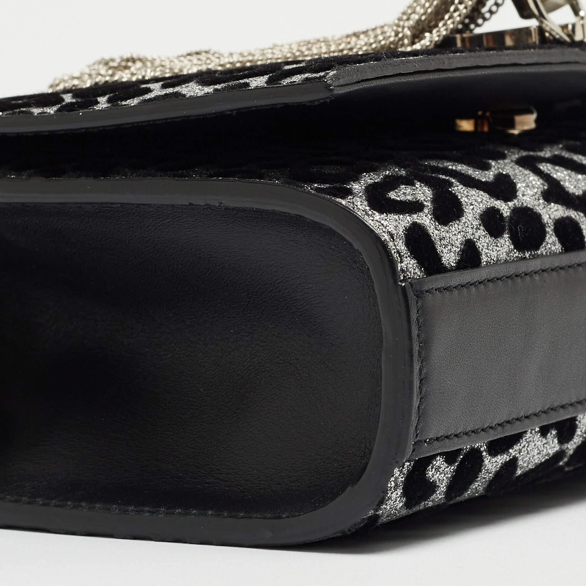 Saint Laurent Black/Silver Leopard Print Kate Tassel Flap Chain Crossbody Bag 10