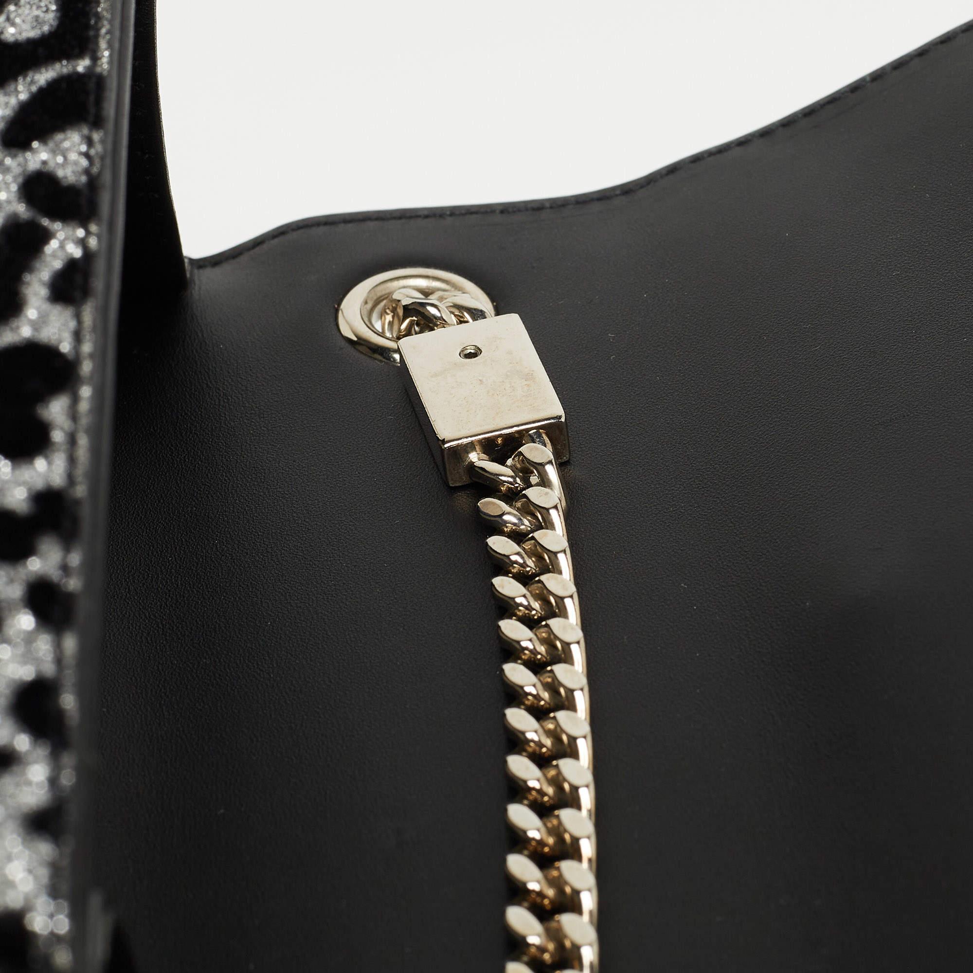 Saint Laurent Black/Silver Leopard Print Kate Tassel Flap Chain Crossbody Bag 11