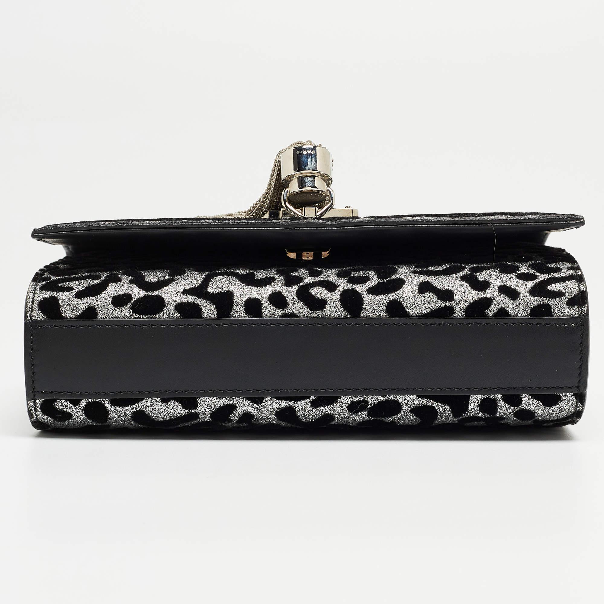 Saint Laurent Black/Silver Leopard Print Kate Tassel Flap Chain Crossbody Bag 1