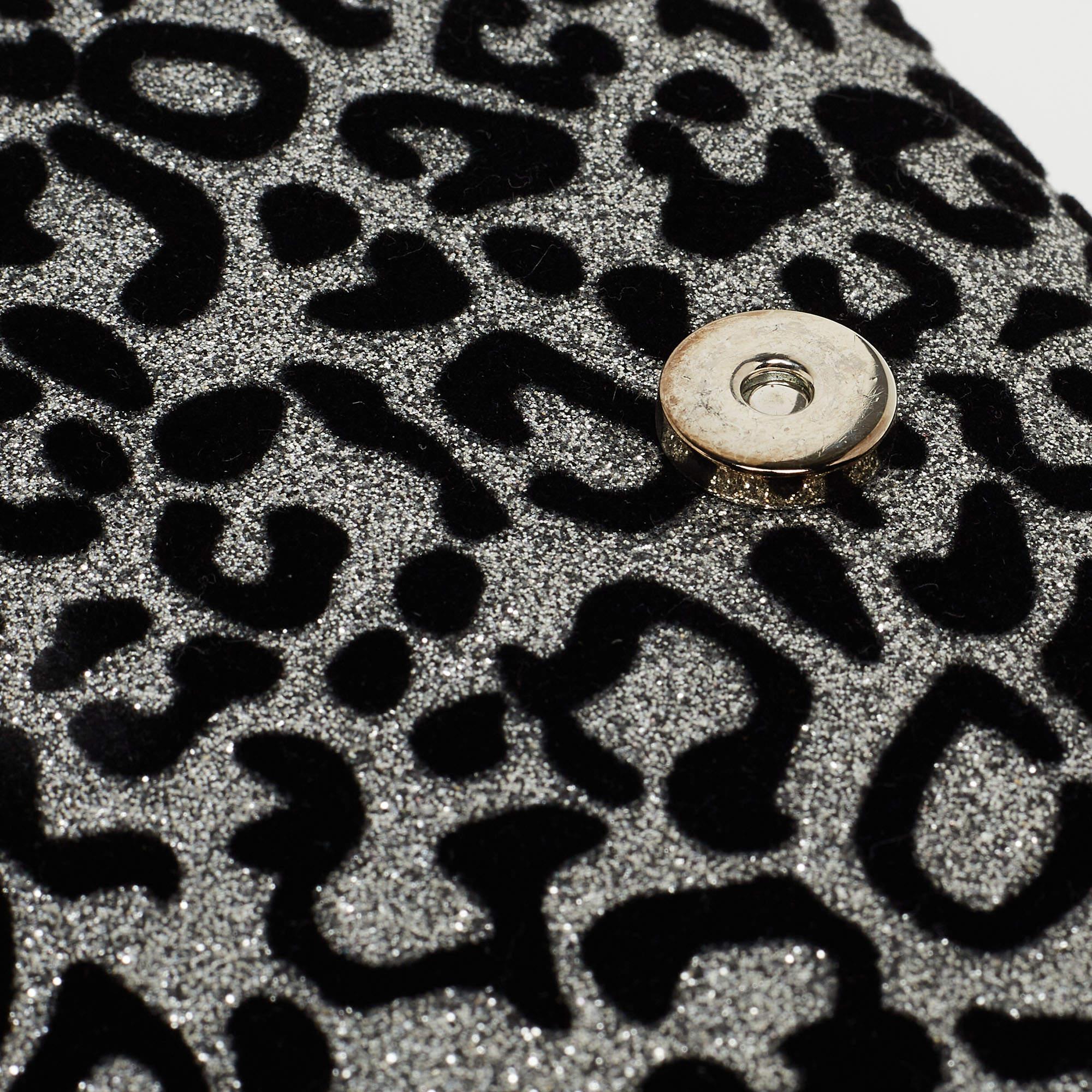 Saint Laurent Black/Silver Leopard Print Kate Tassel Flap Chain Crossbody Bag 5