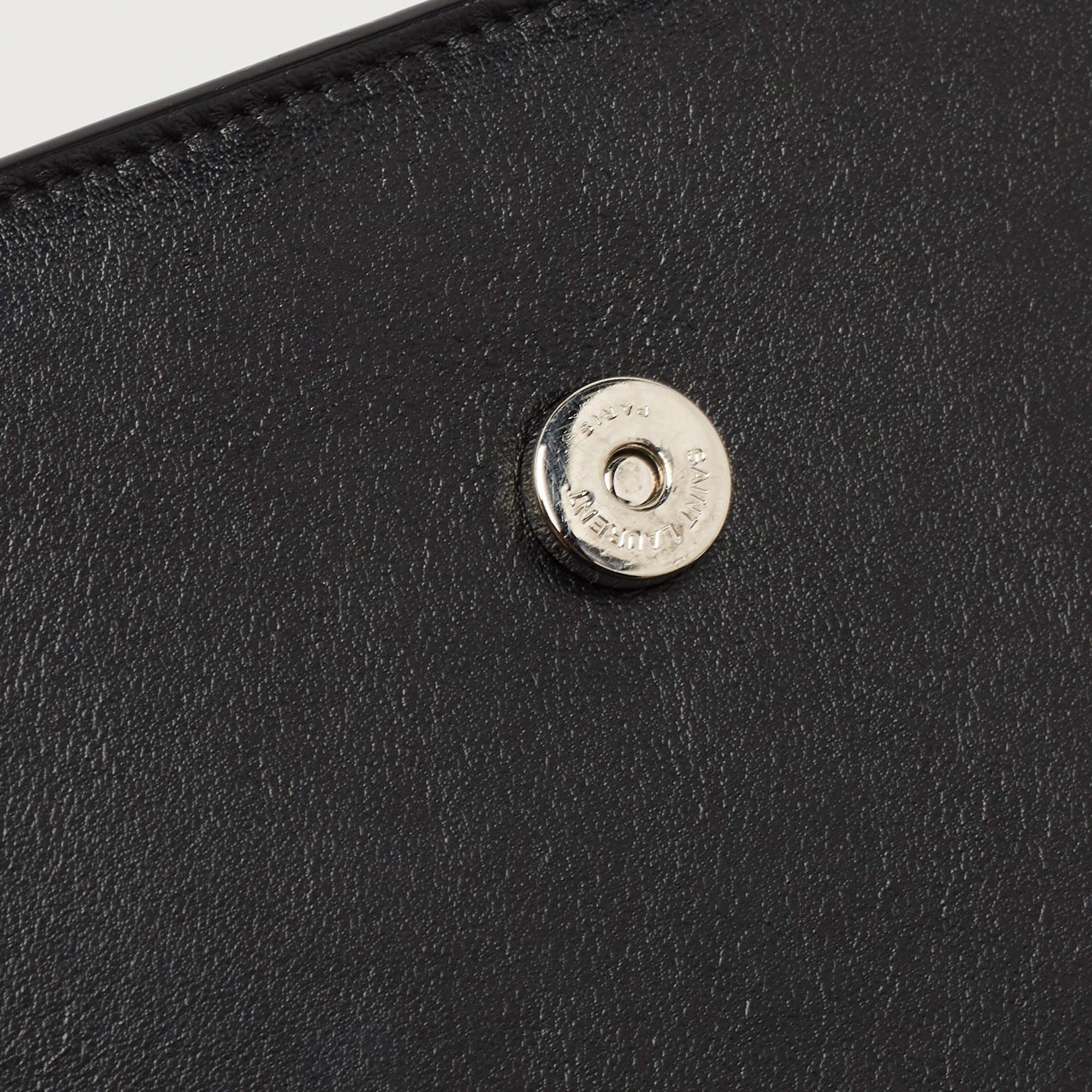 Saint Laurent Black/Silver Star Print Leather Kate Tassel Wallet on Chain 7