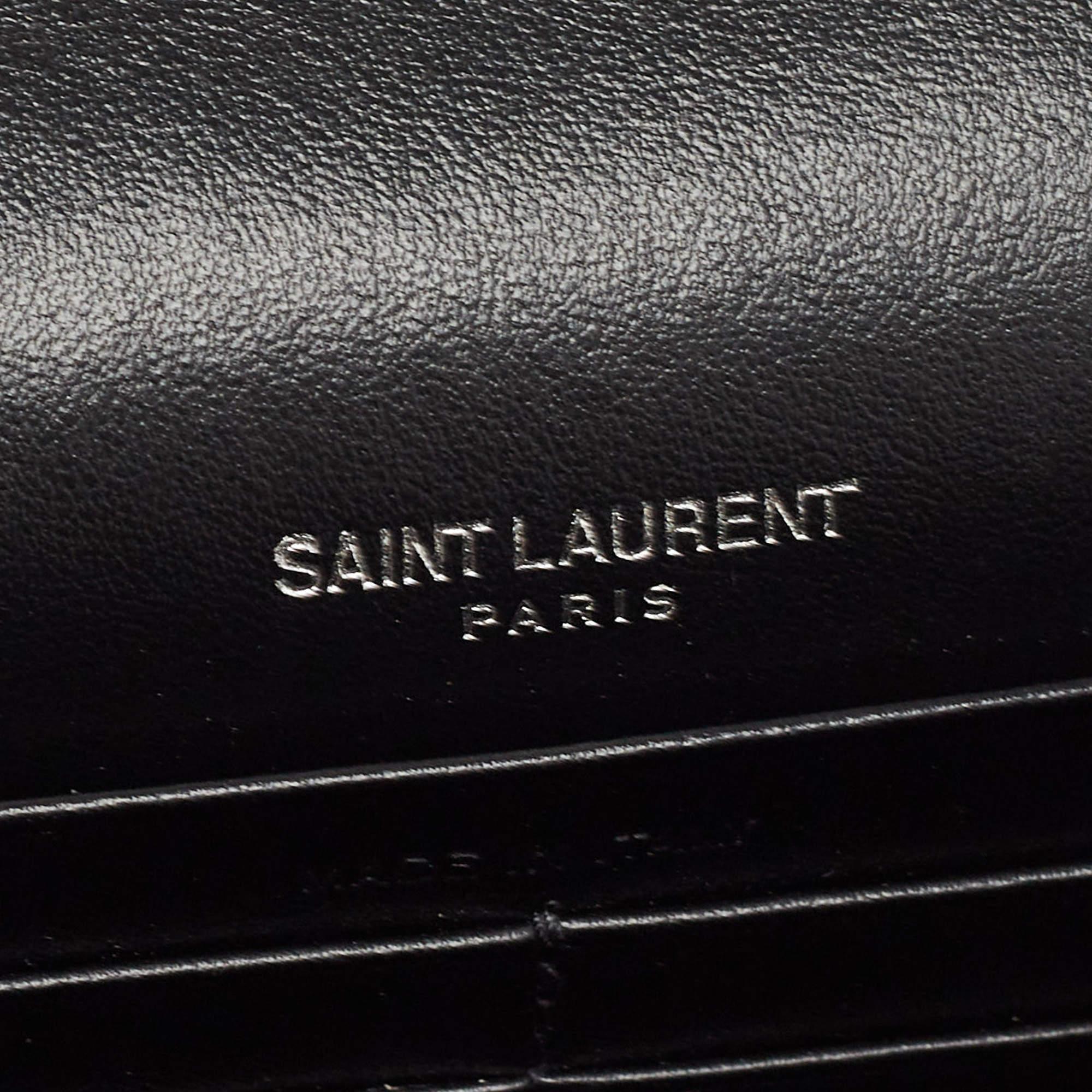 Saint Laurent Black/Silver Star Print Leather Kate Tassel Wallet on Chain 9