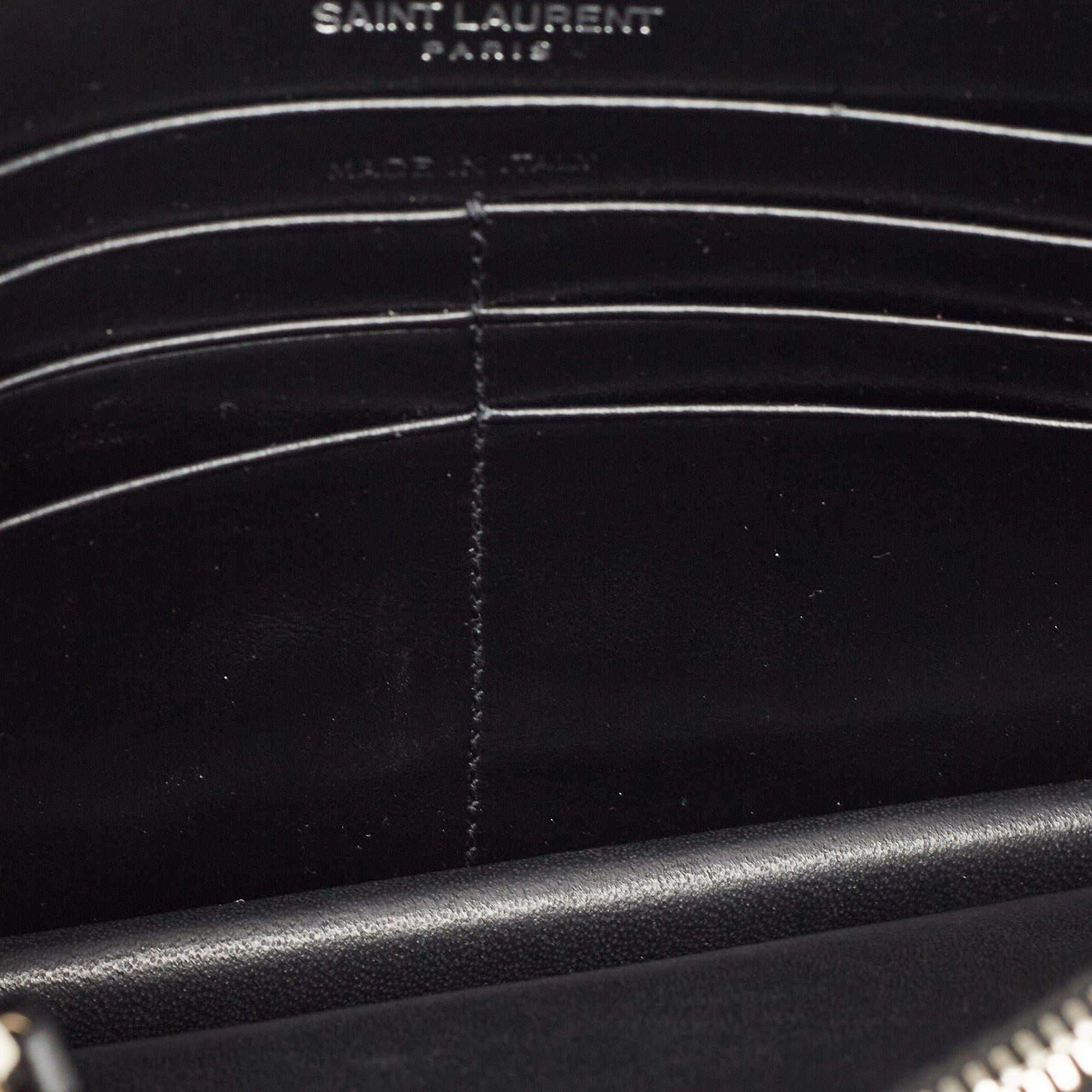 Saint Laurent Black/Silver Star Print Leather Kate Tassel Wallet on Chain 4