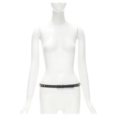 SAINT LAURENT black silver studded punk skinny belt 80cm
