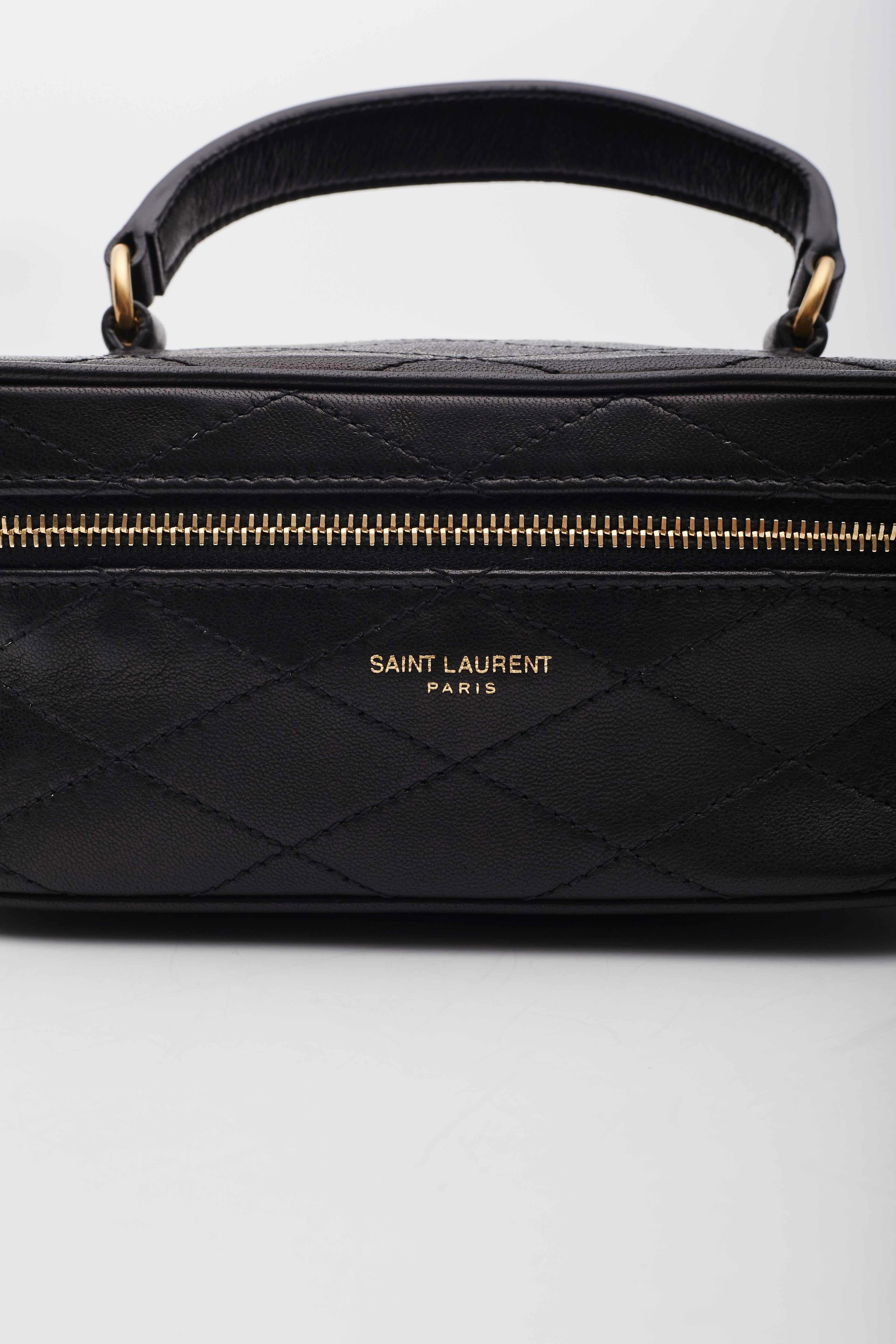 Saint Laurent Black Sintra Calfskin Grain Sintra Mini Vanity Bag 3