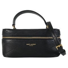 Saint Laurent Black Sintra Calfskin Grain Sintra Mini Vanity Bag