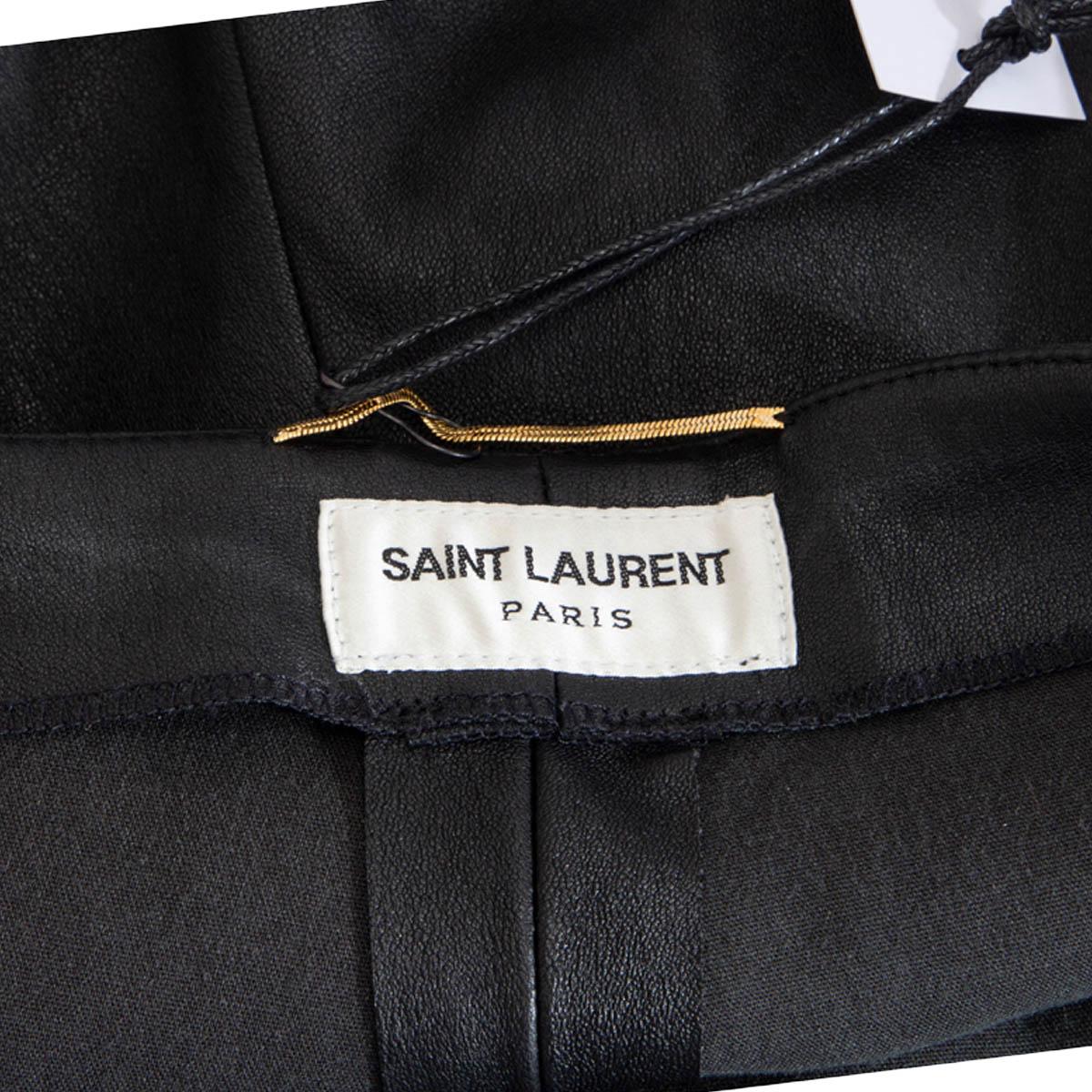 Black SAINT LAURENT black SKINNY LEATHER LEGGINGS Pants 40 M For Sale