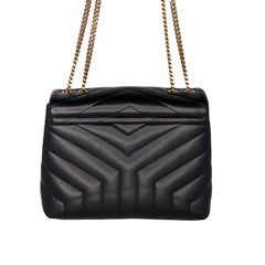 Saint Laurent Black Small Loulou Matelassé Shoulder Bag