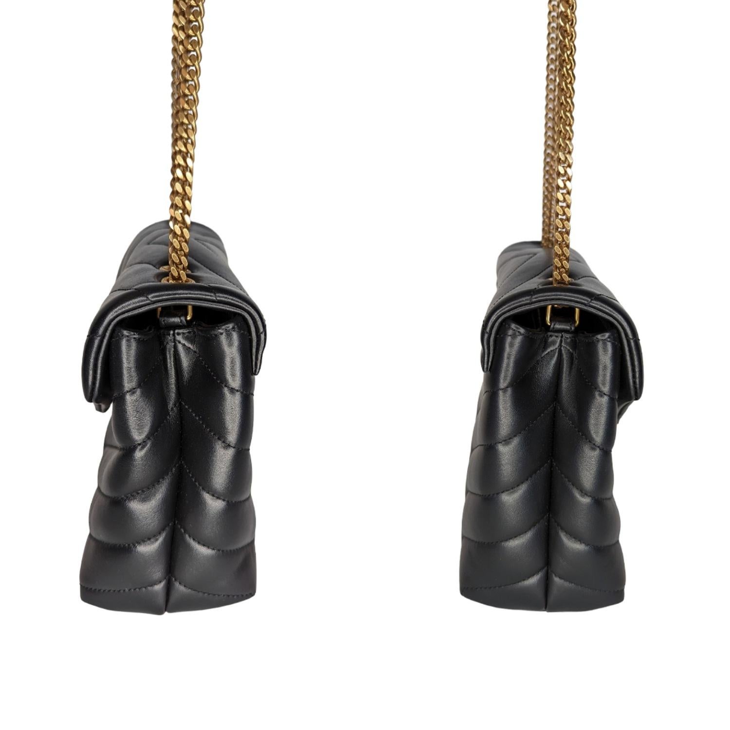 Saint Laurent Black Small Loulou Matelassé Shoulder Bag In Excellent Condition In Scottsdale, AZ