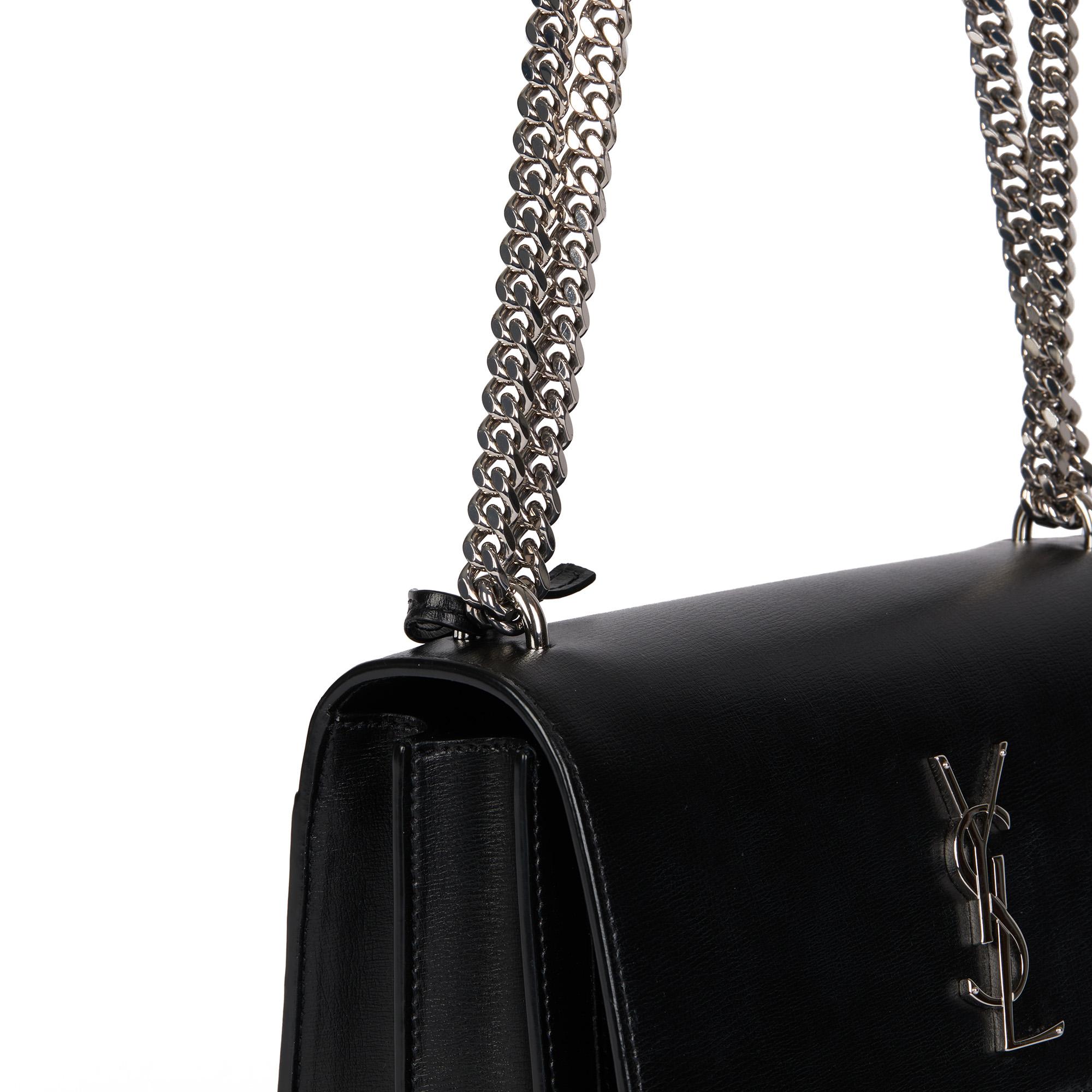 Women's SAINT LAURENT Black Smooth Calfskin Leather Medium Sunset Chain Bag