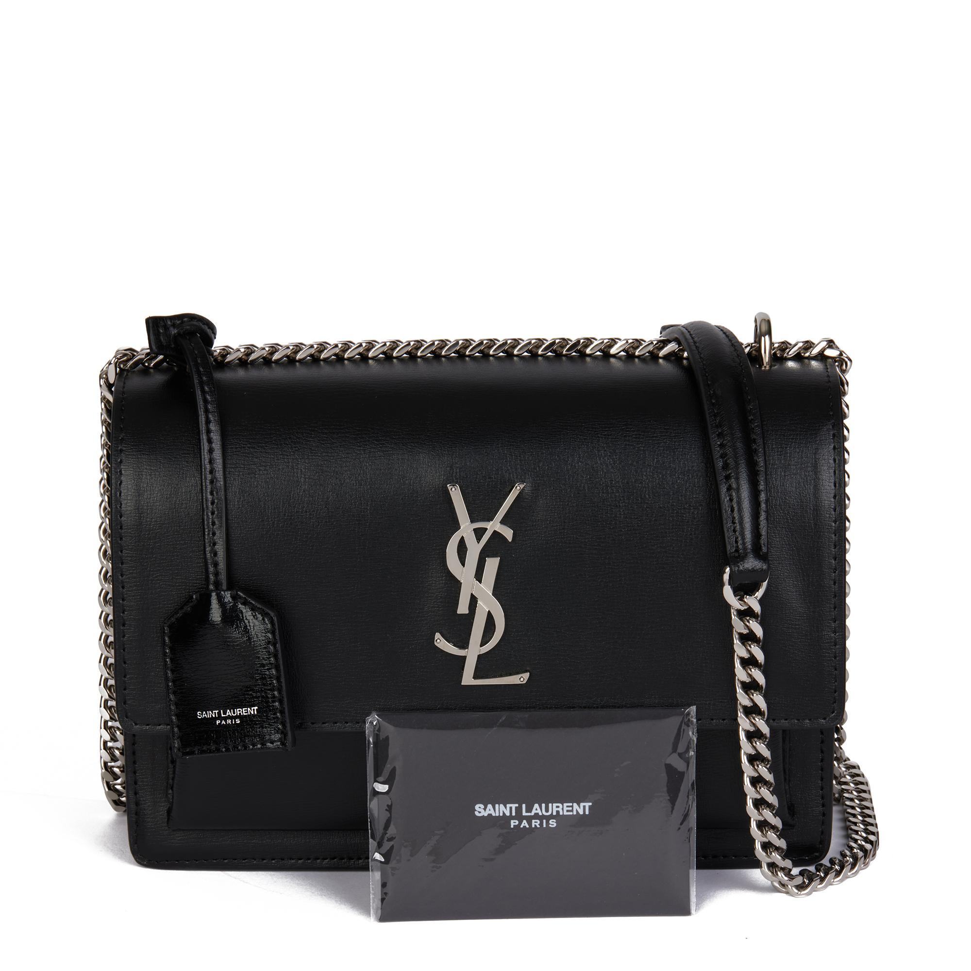 SAINT LAURENT Black Smooth Calfskin Leather Medium Sunset 6