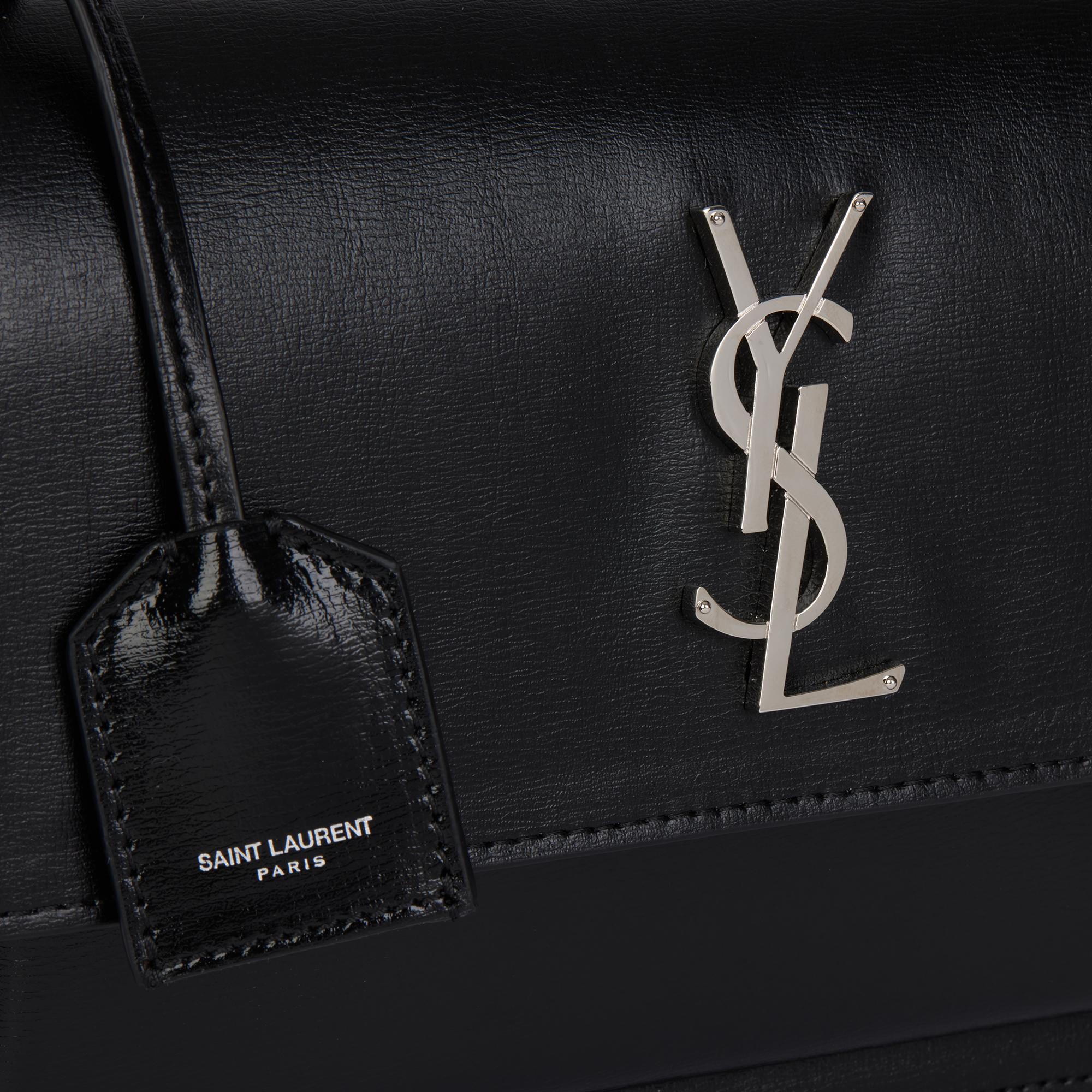 SAINT LAURENT Sunset en cuir de veau noir lisse, taille moyenne 2